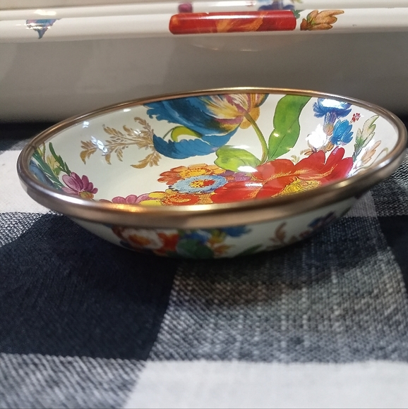 Mackenzie Childs Flower Market White Baguette Dish & Dipping Bowl - Picture 2 of 10